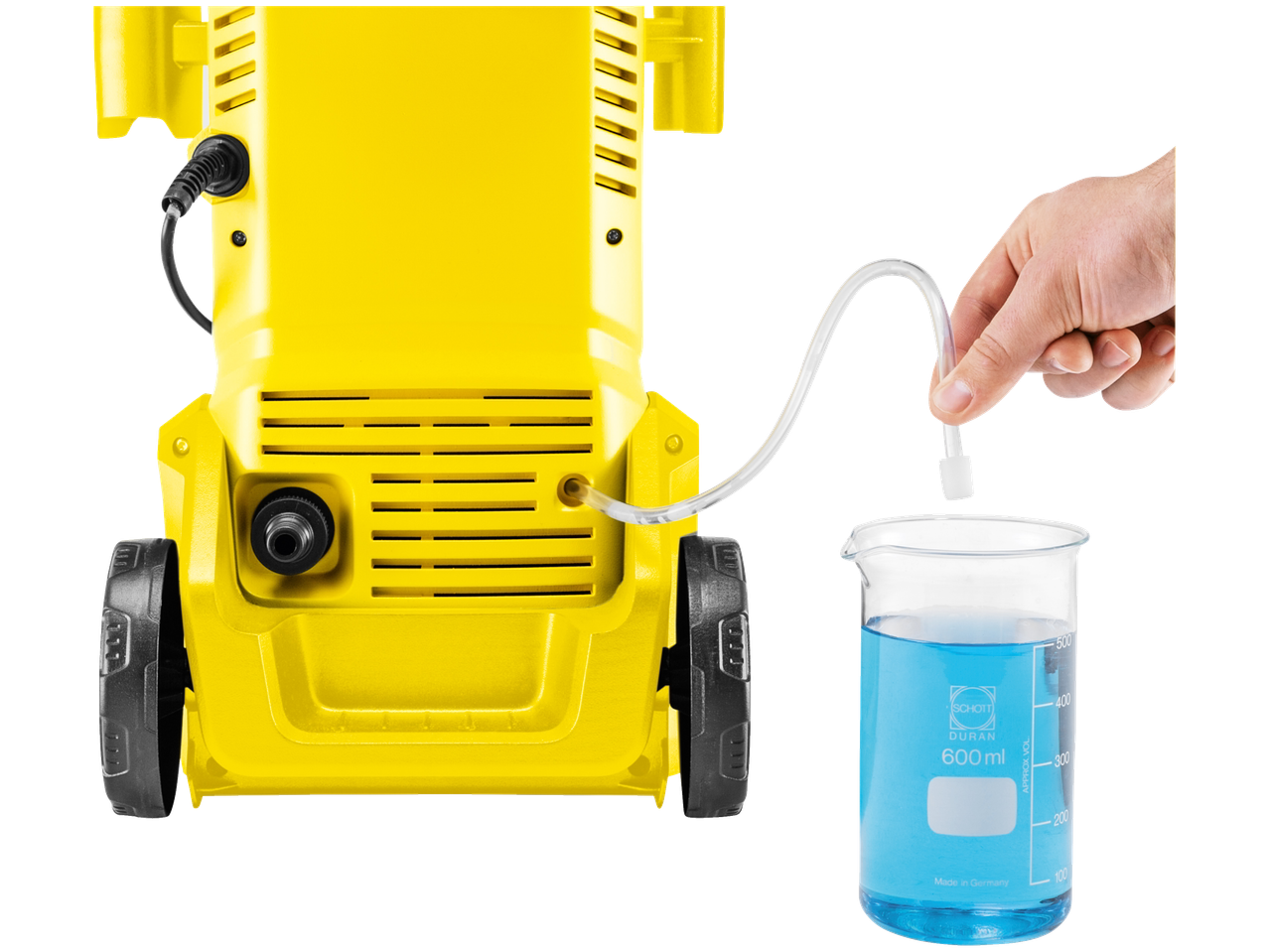 Kärcher KHD3 survepesur koos pesuaine imitoruga keeduklaasis.