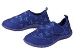 Kids' water shoes with shark pattern.