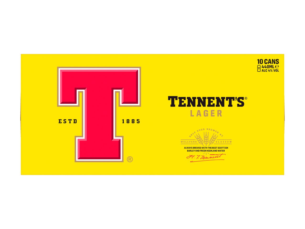 Tennent's Lager beer box.