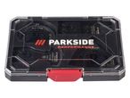 Parkside Performance oscillating tool accessory set in a clear case