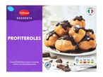 Milbona profiteroles: cream-filled choux pastry with chocolate sauce.