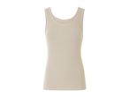A beige women's sleeveless top.