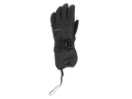 Men's black ski glove with adjustable wrist strap and drawstring cuff