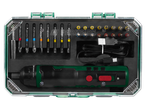 PARKSIDE cordless screwdriver set with bits and charging cable.