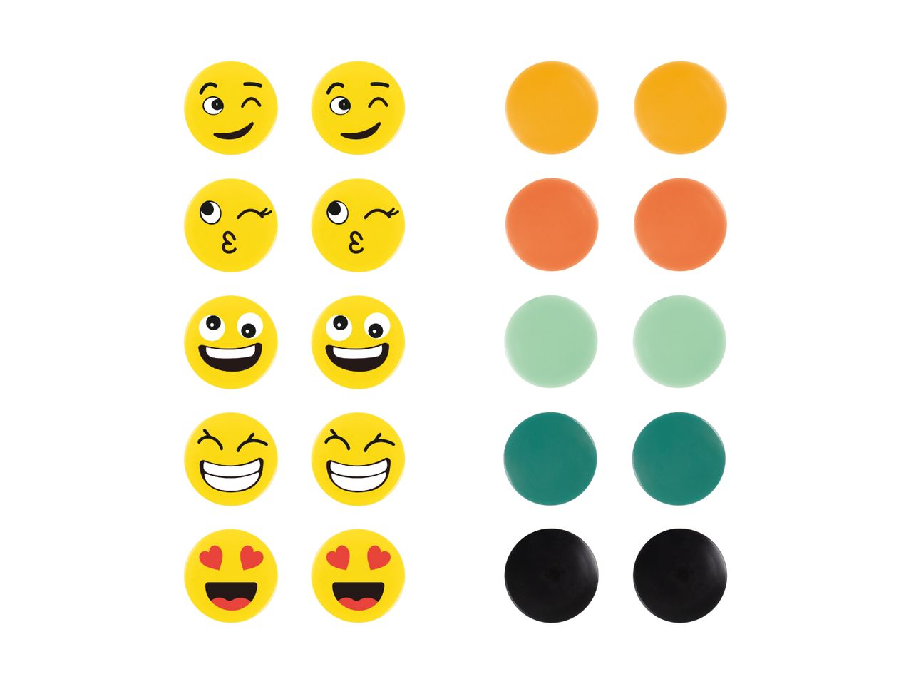 Sæt med emojis og farvede øreringe.