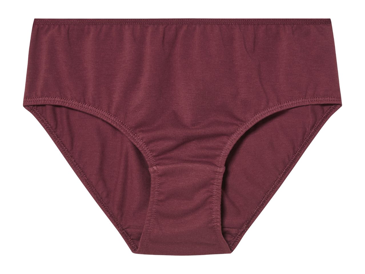 A pair of maroon women's cotton briefs.