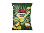 Grøn pose med sour cream & onion chips, løg og creme fraiche.