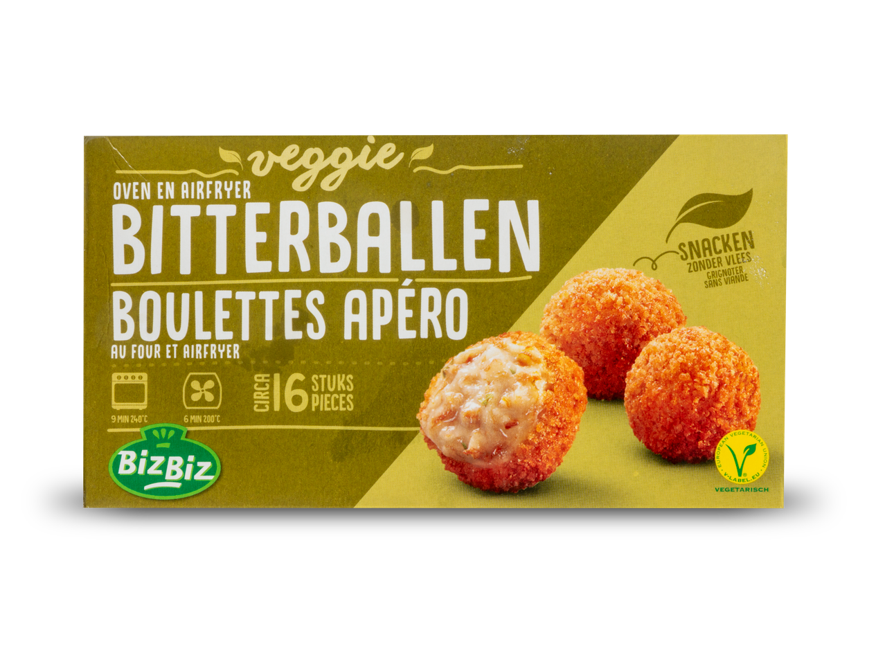 BizBiz veggie bitterballen: vegetarische snacks voor oven of airfryer.