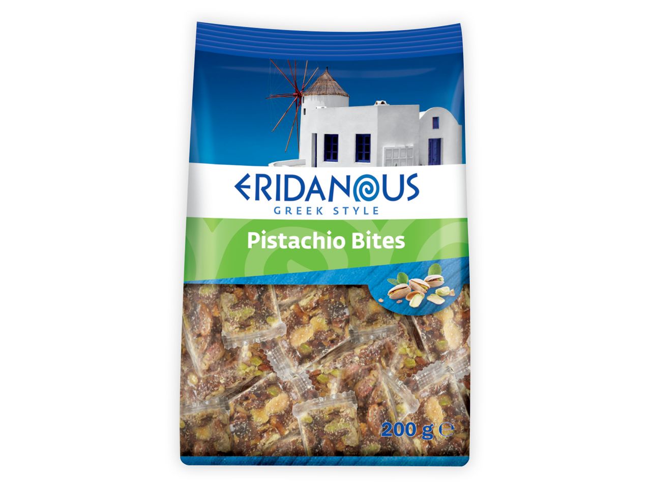 Eridanus Pistachio Bites, 200g vrečka grškega sloga.