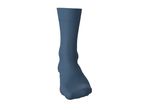 Single blue sock, standing upright on a white background.