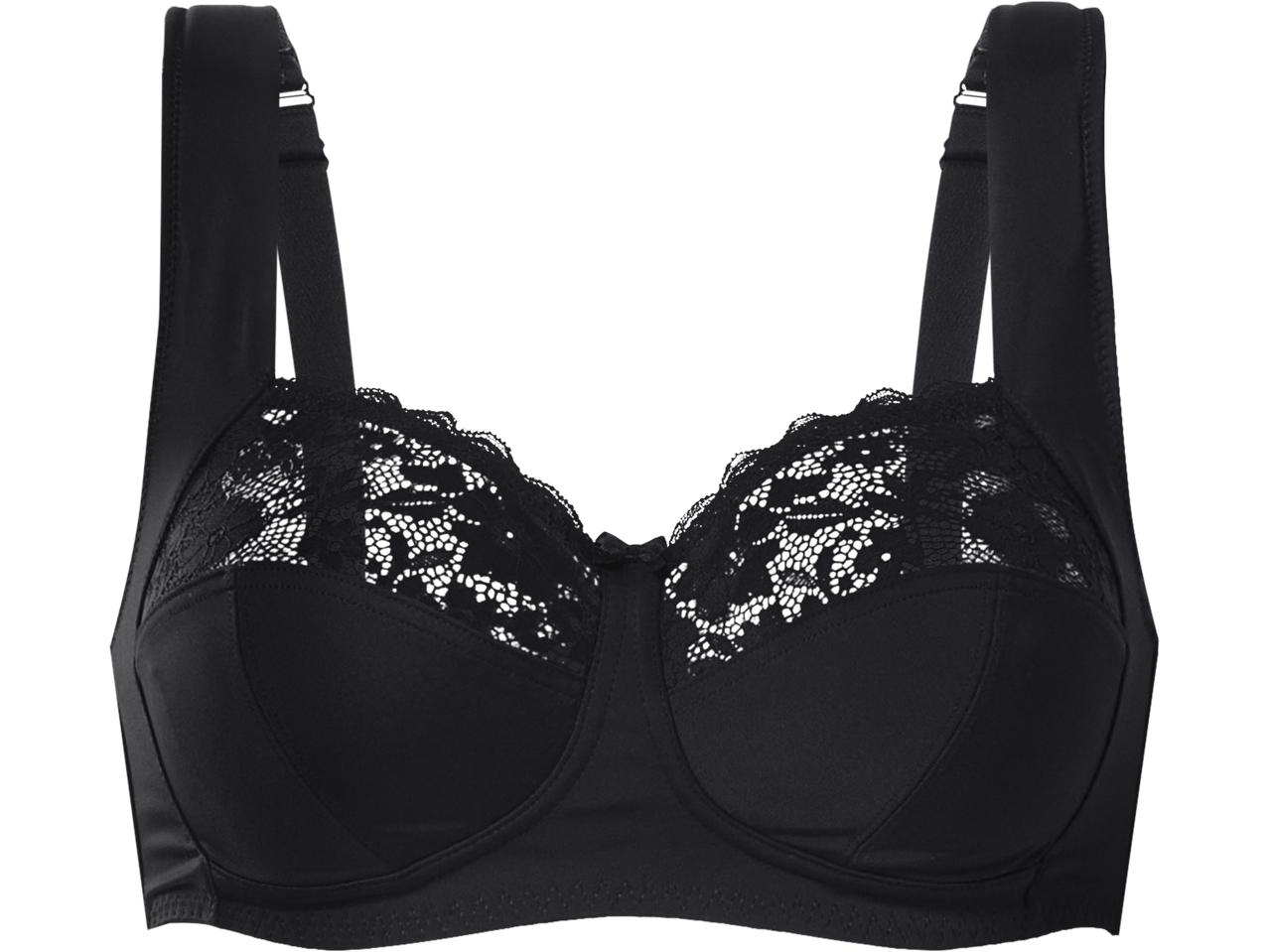 ESMARA Damen Soft-BH preto com detalhes de renda floral.