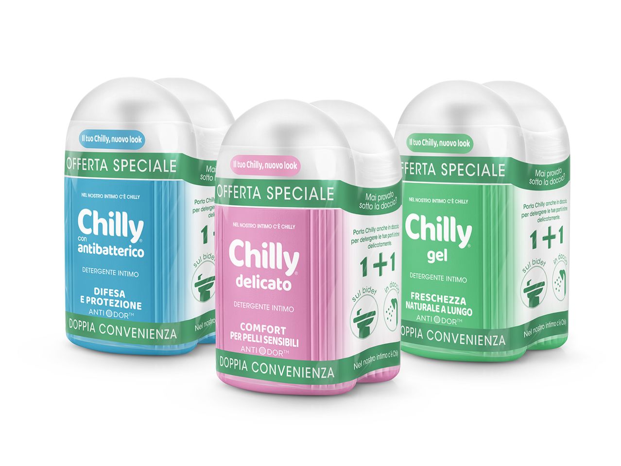 Offerta speciale Chilly: detergenti intimi antibatterico, delicato e gel.