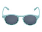 Light blue children's sunglasses with dark lenses, isolated on a white background.