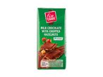 Fin Carré milk chocolate with chopped hazelnuts.