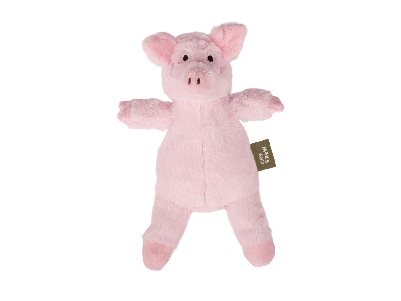 Pink plush pig toy with outstretched arms and legs