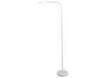 Candeeiro de pé LED LIVARNO branco com braço flexível e base redonda.