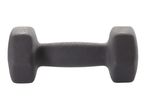 A single black dumbbell with a textured surface.