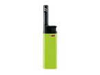 Green utility lighter with a black top and a small logo.