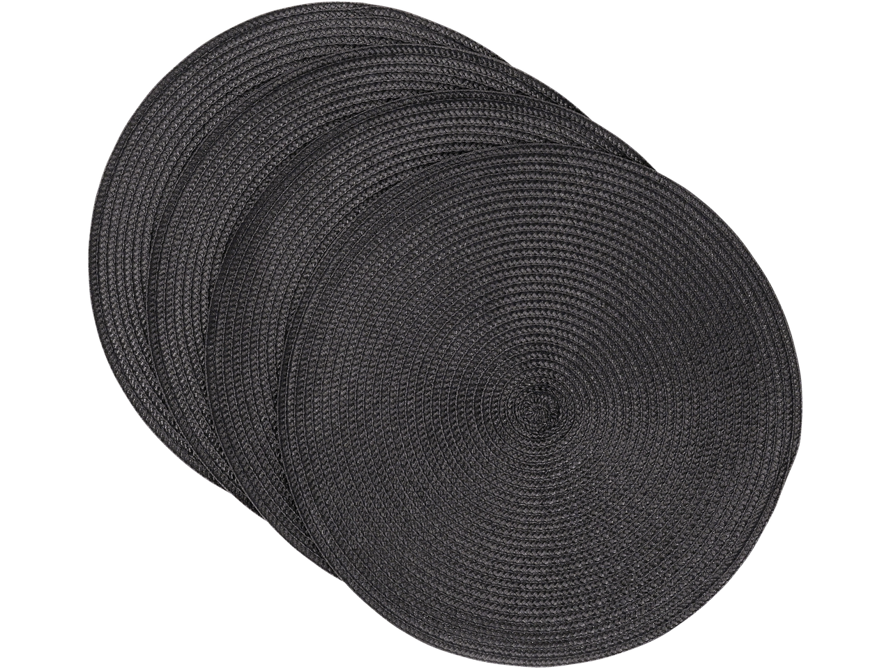 Komplekt 6 tumedast hallist ümmargusest lauamatist