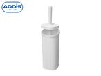 White toilet brush with a textured holder, featuring a woven design.