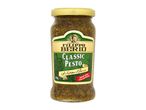 Filippo Berio Classic Pesto jar with a green and gold label.