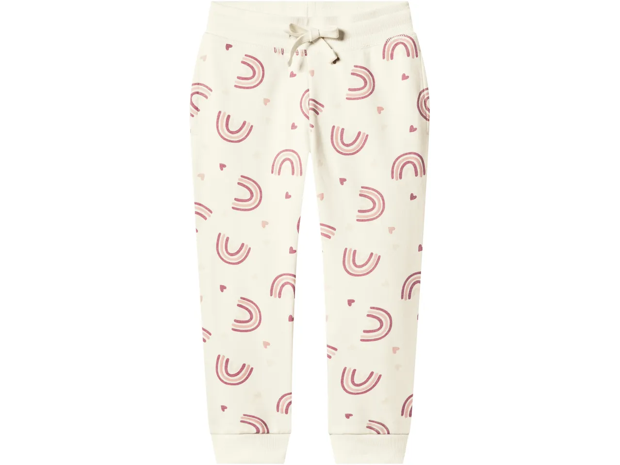 Krem trenirka s ružičastim duginim i srčanim printom