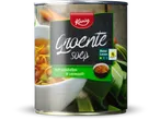 Kania groentesoep met soepballetjes en vermicelli.