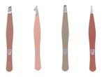 Four Cien Beauty tweezers in different colors and tip styles.