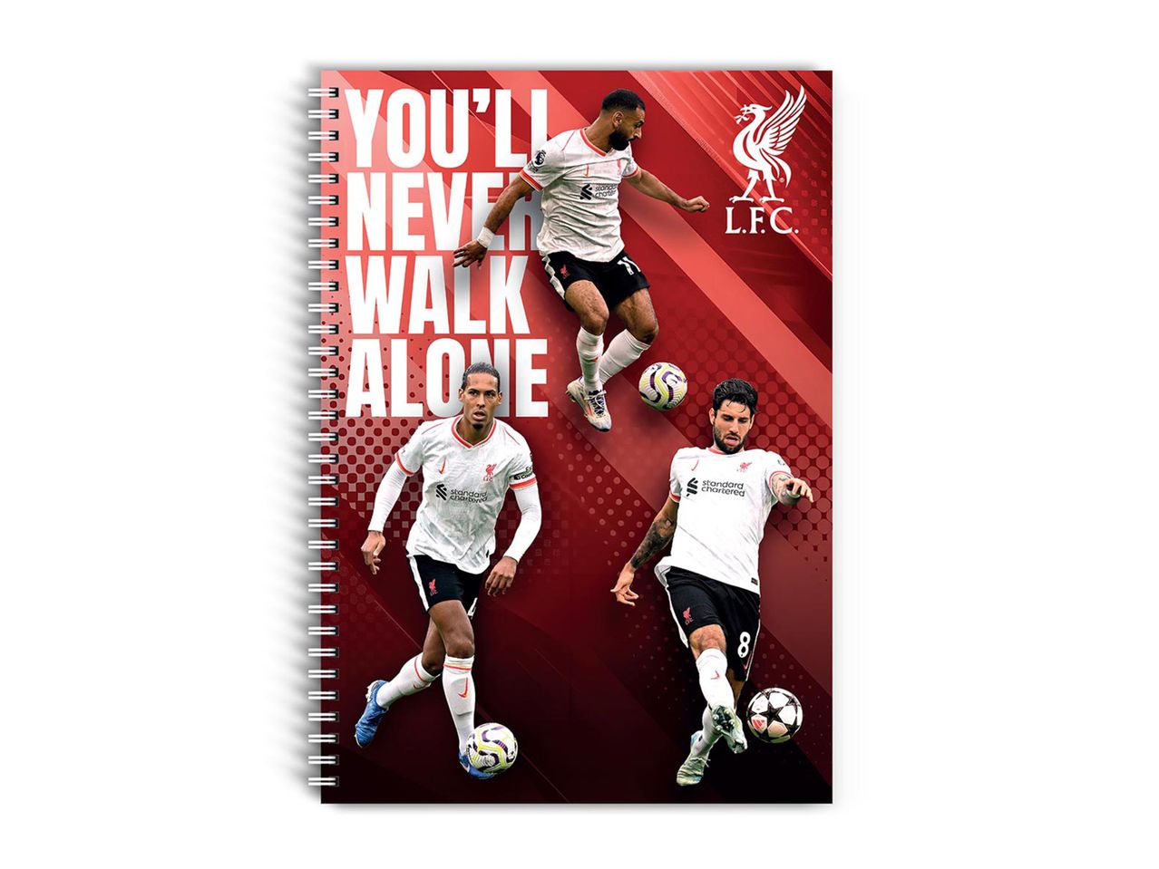Liverpool FC spirálfüzet, 'You'll Never Walk Alone' felirattal.