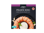 DELUXE krevečių žiedas, virtas, su uodegomis, su česnakiniu padažu, 270g.