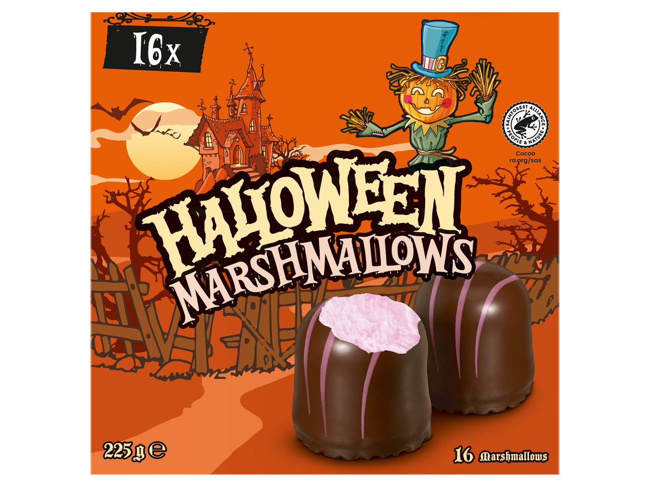 Halloween-i csokoládéval bevont pillecukor 16 darabos kiszerelésben.