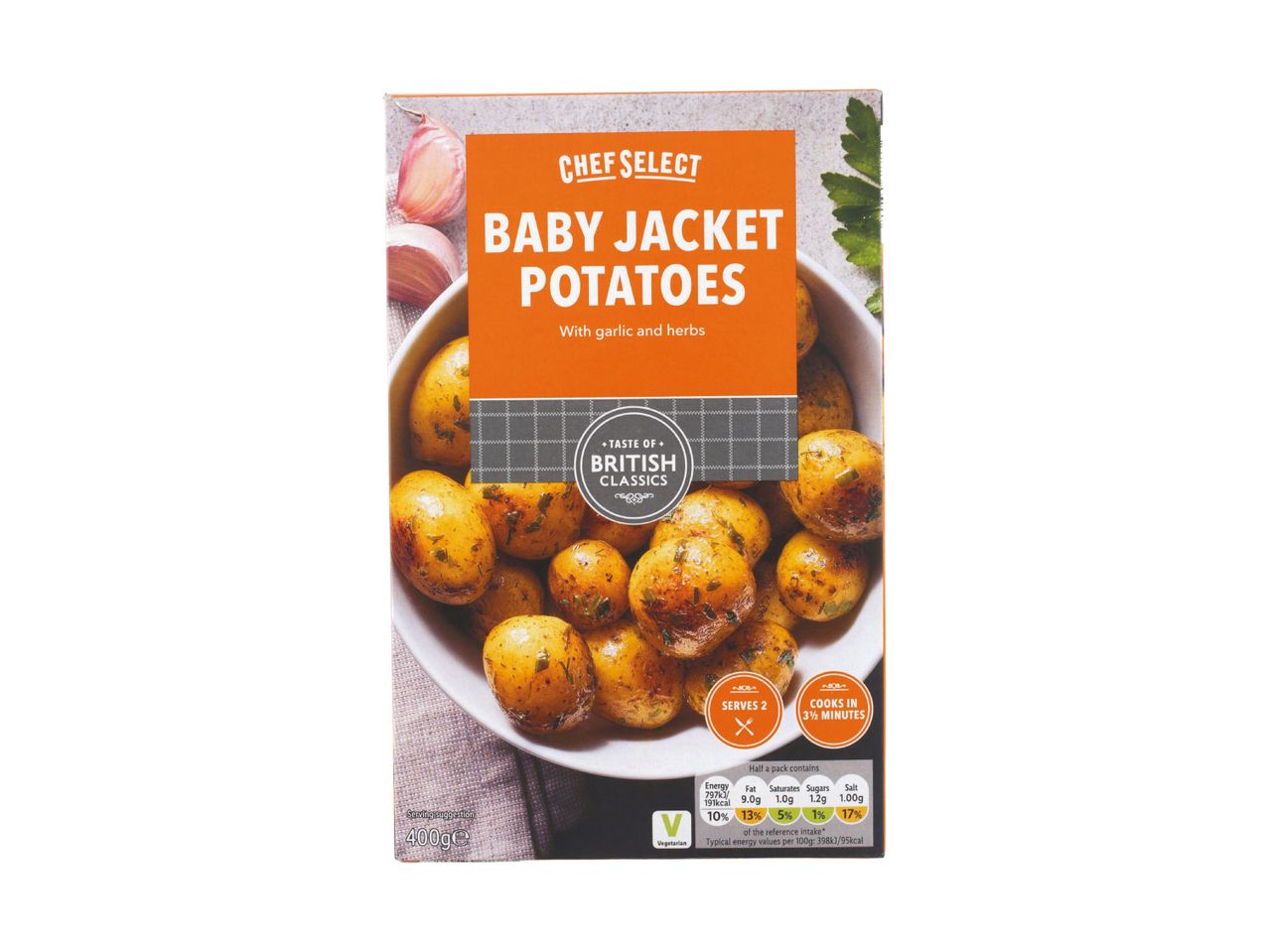 Chef Select Baby Jacket Potatoes with garlic and herbs, a British classic.