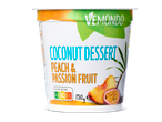 Vemondo kokosnoot dessert met perzik en passievrucht (150g).