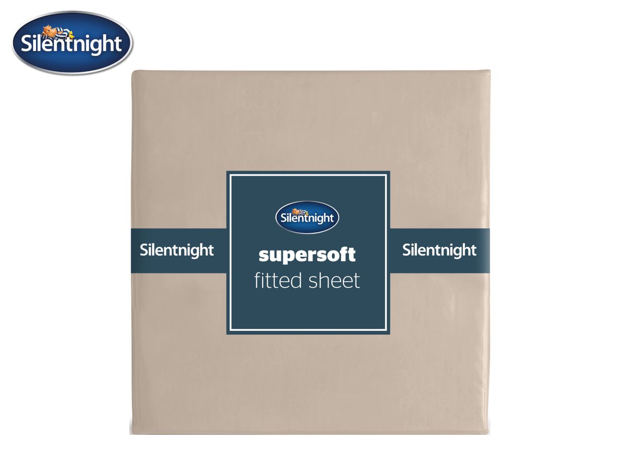 Silentnight supersoft fitted sheet in beige packaging.