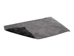 Grey bath mat with a geometric diamond pattern and a non-slip floral underside.