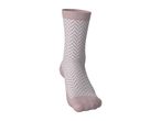 Pink and white herringbone patterned crew sock