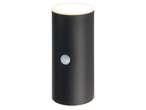 Schwarze zylindrische Außenleuchte mit Bewegungssensor