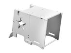 White wooden learning tower or kitchen helper stool with a star cutout.