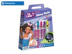 Clementoni's Chic & Love Shiny Nails kit includes nail polish, stickers, and press-on nails with glow-in-the-dark designs.