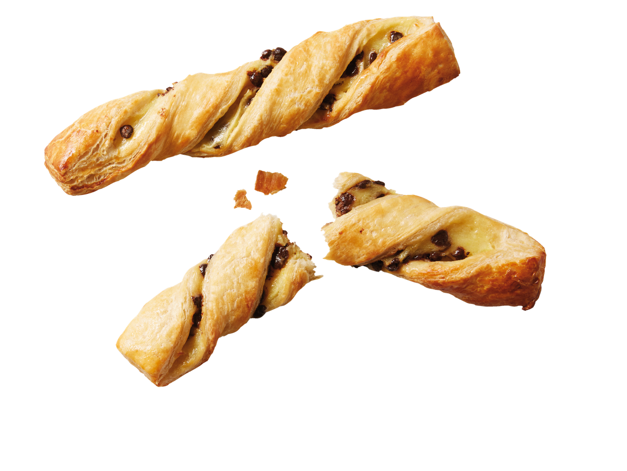 Šokoladiniai sausainiai, sulaužyti, ore.