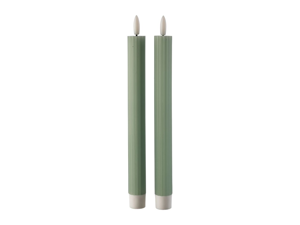 Go to full screen view: Livarno Home LED Real Wax Candles - 2 Pack - Green - Image 1