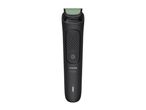 Black all-in-one trimmer with a green cutting head and a power button.