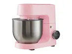 Pink stand mixer with a stainless steel bowl and a digital display showing 'Turbo 2 02:52'