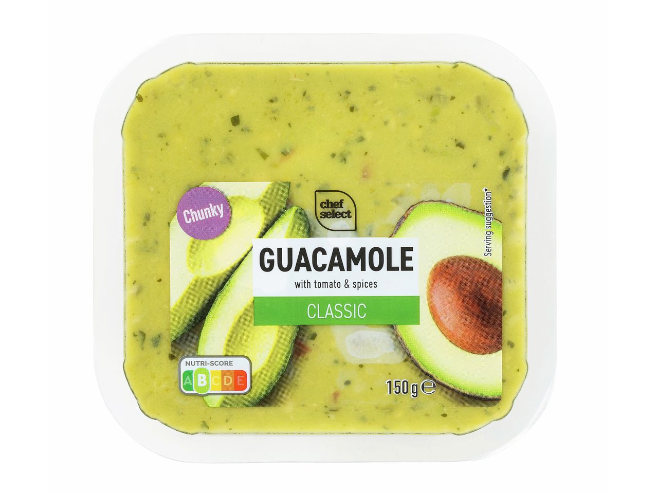 Posoda s 150 g Chef Select klasičnega, kosmatega guacamoleja.