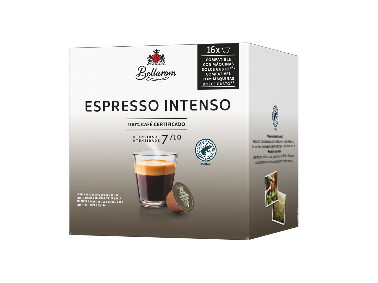 Cápsulas de café Bellarom Espresso Intenso, compatíveis com máquinas Dolce Gusto®.