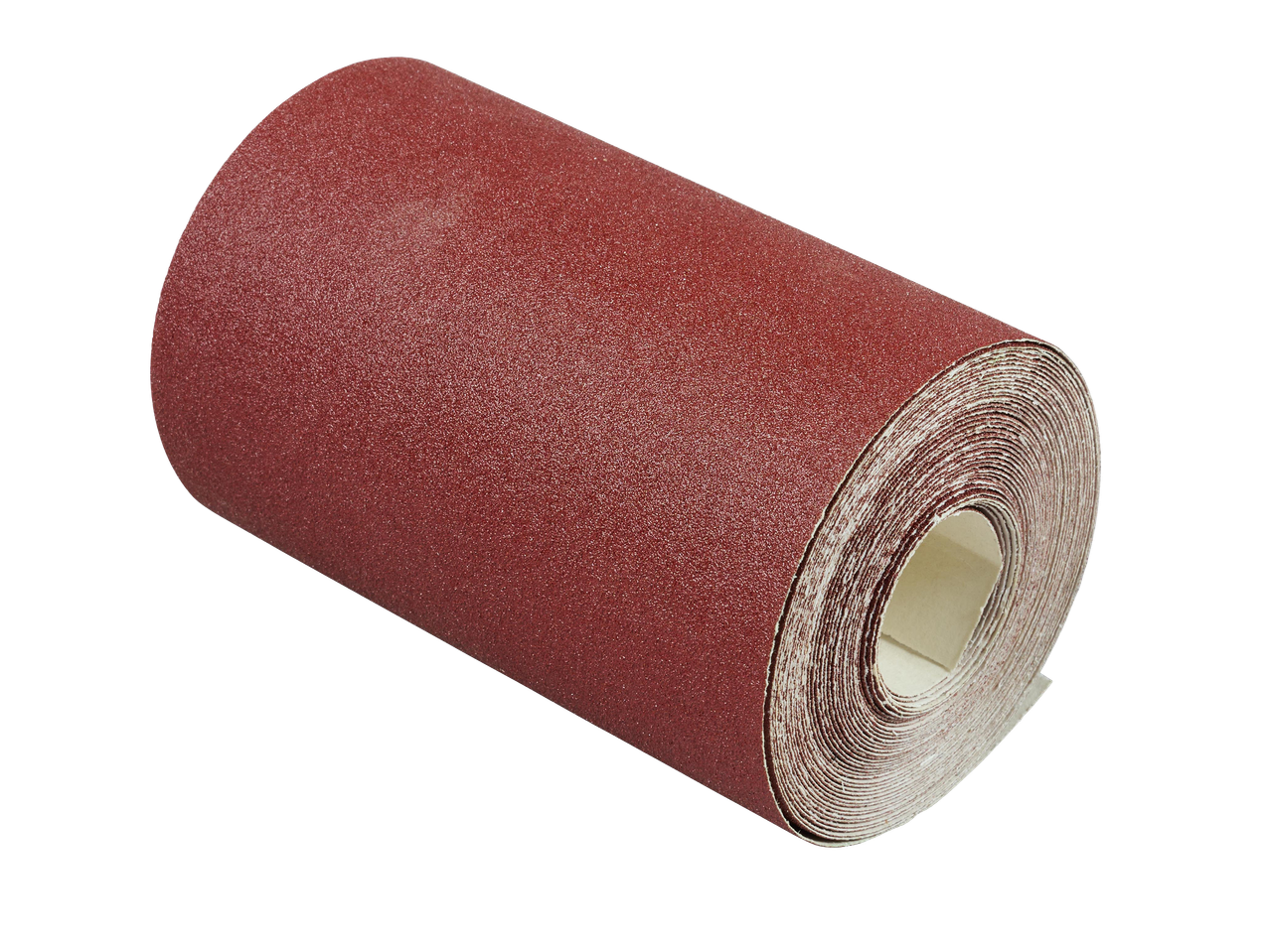 Vörös csiszolópapír tekercs fekete háttér előtt