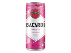 Roze blikje met witte rum en frambozensmaak, 5% vol, 250 ml.