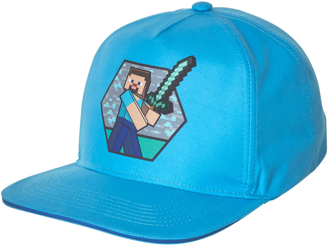 Cappellino blu Minecraft con stampa giocatore.
