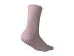 Single light pink sock, side view, on a white background