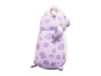 Purple spotted pig plush toy, side view
